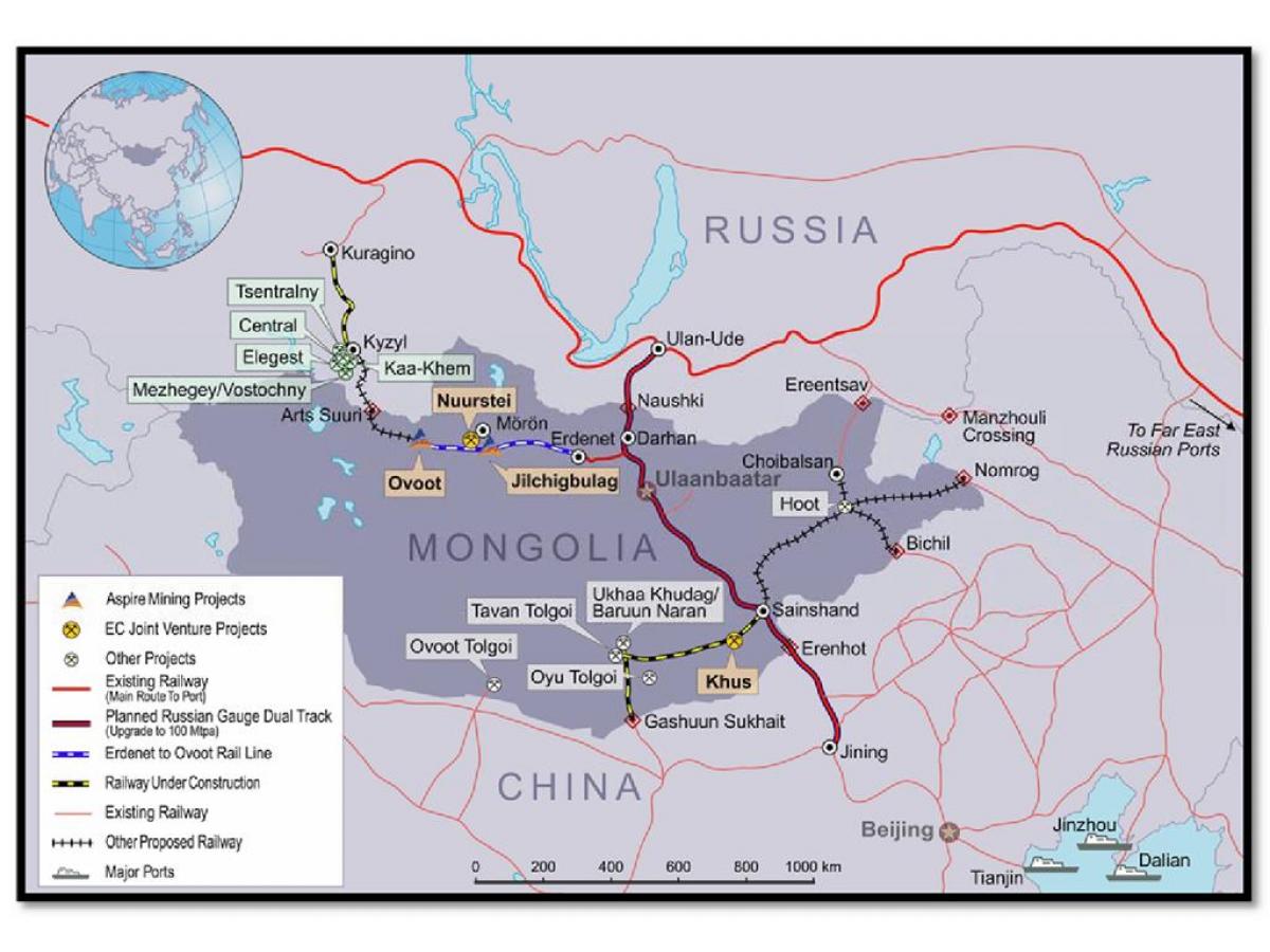 Mongolian rautateiden kartta