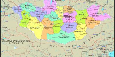 Fyysinen kartta Mongoliassa
