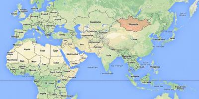 Maailman kartta osoittaa Mongolian
