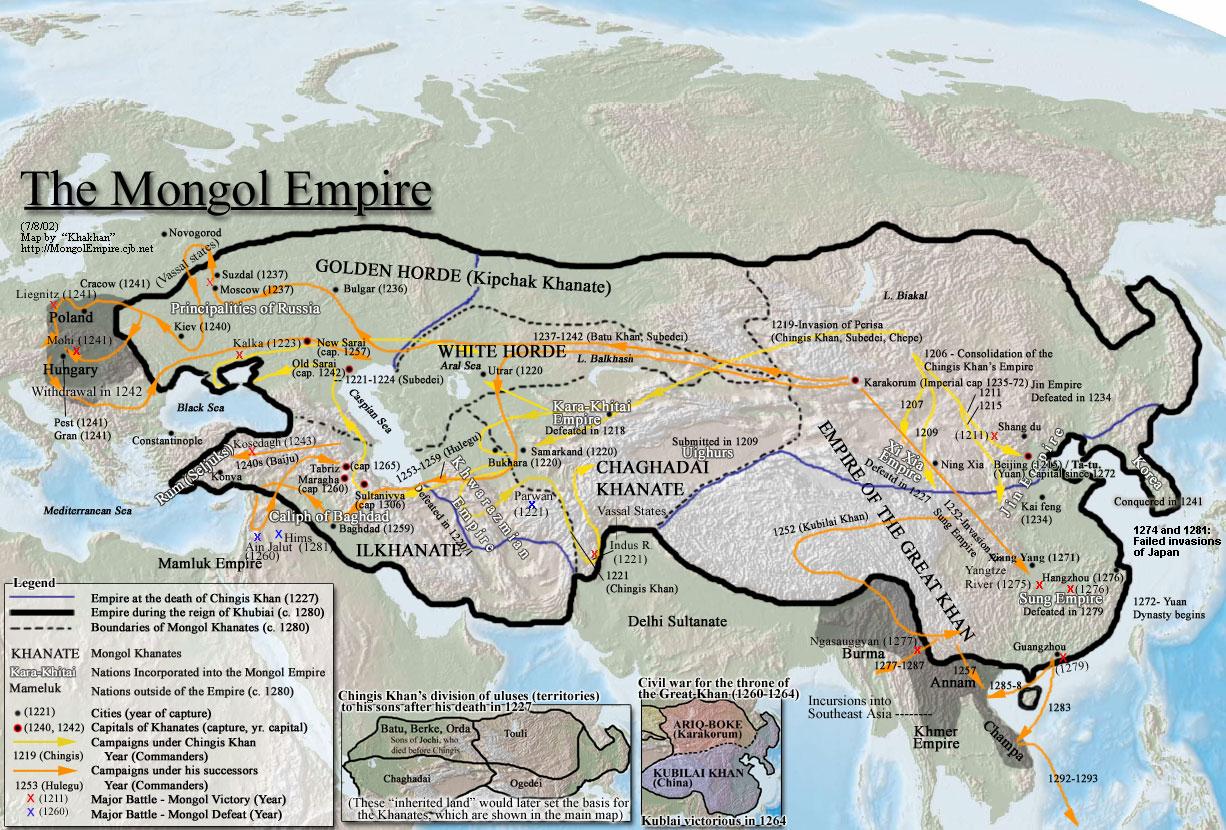 Mongolian kartta 1200 - Mongolian historia kartta (Itä-Aasia - Aasia)