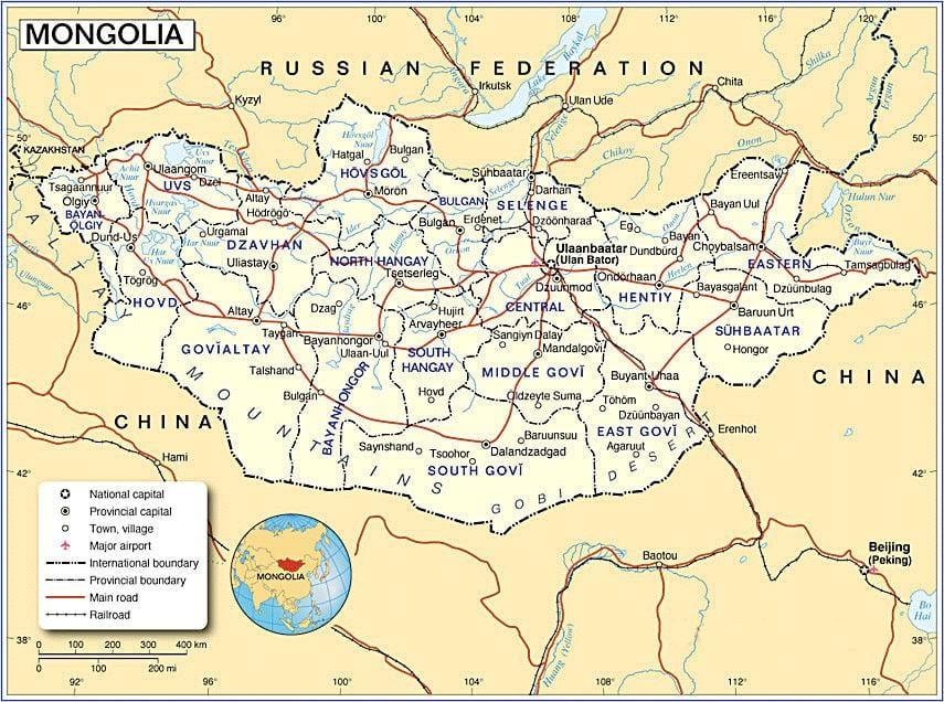 Mongolian turisti kartta